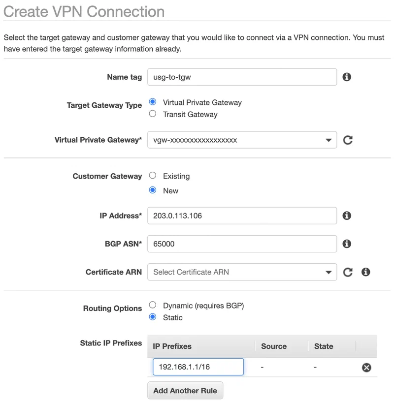 VPN with Static Routing