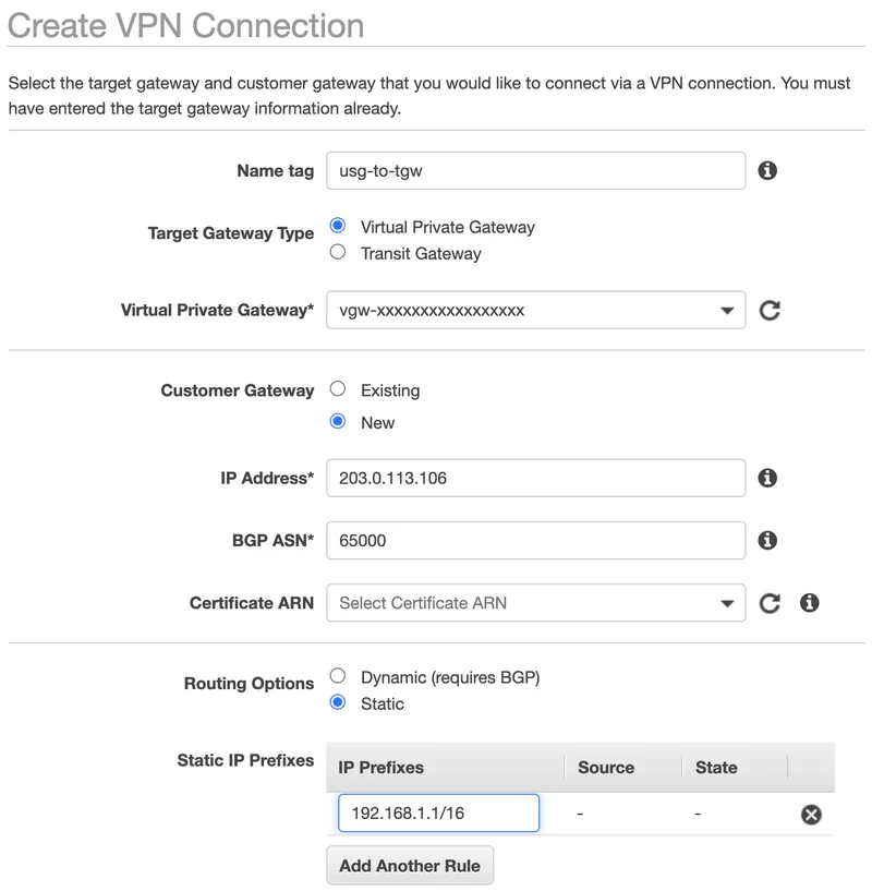 VPN with Static Routing