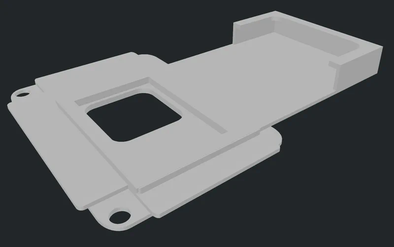 The STL file ready for slicing. The model shows the frame structure with mounting points clearly visible.