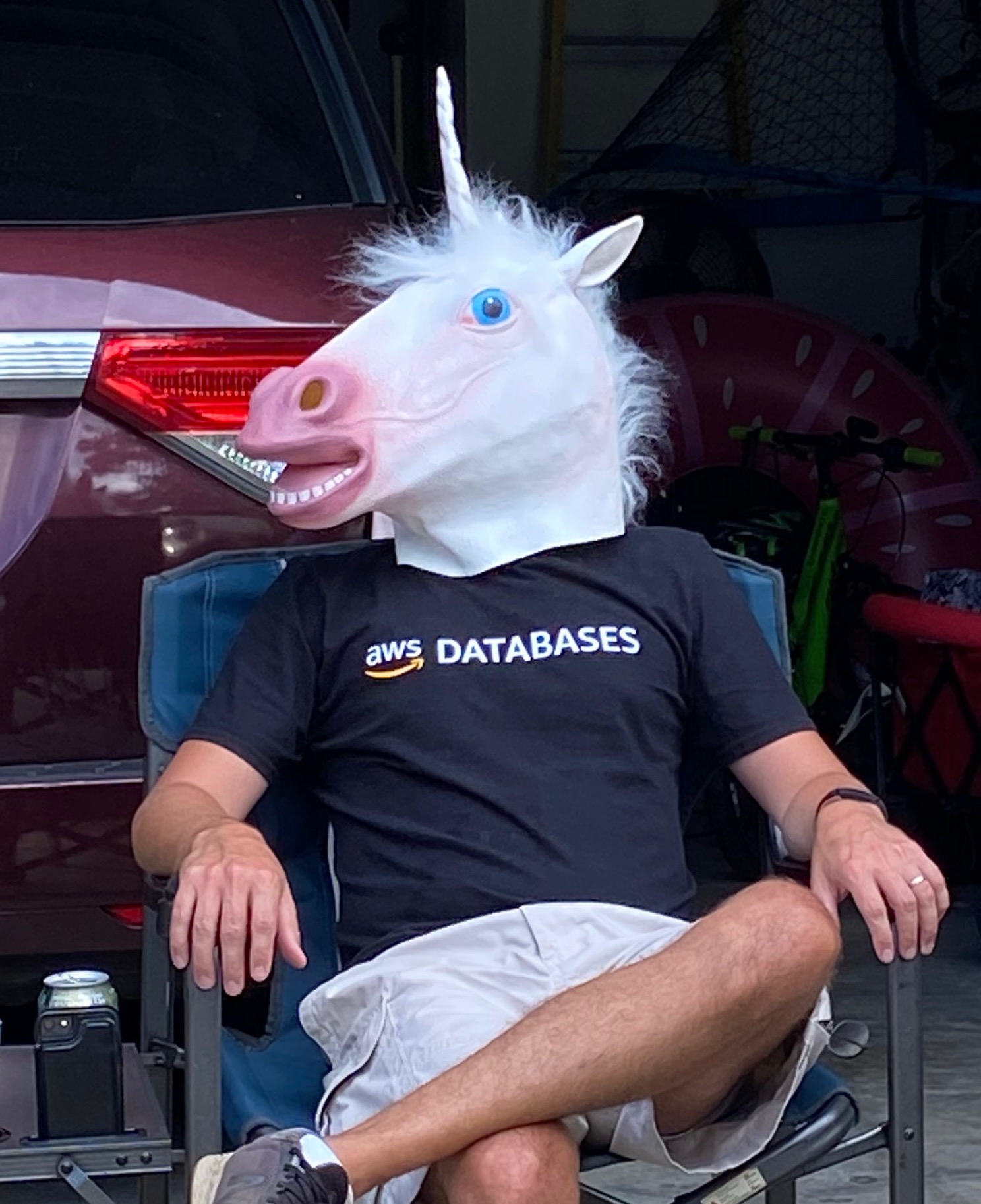 Brian in unicorn mask